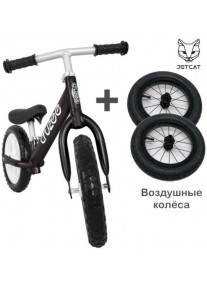 Cruzee UltraLite Balance Bike (Black) + Air Wheels JETCAT