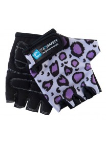 Перчатки детские защитные (без пальцев) - Crazy Safety - Purple Leopard (сиреневый леопард) - "S" - 7см 