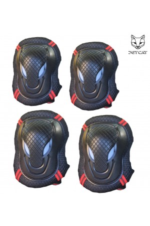 Комплект защиты 4 предмета  2 в 1 JetCat Sport (Черная с красным) защита локтей и колен